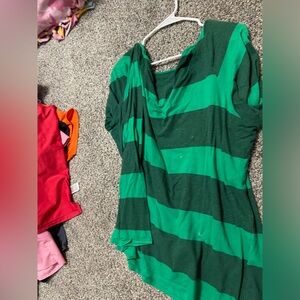 Green striped long sleeve top
